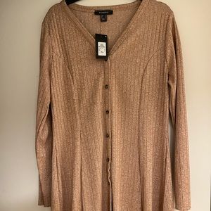 Primark long sleeved button up dress, Size 10, Tan